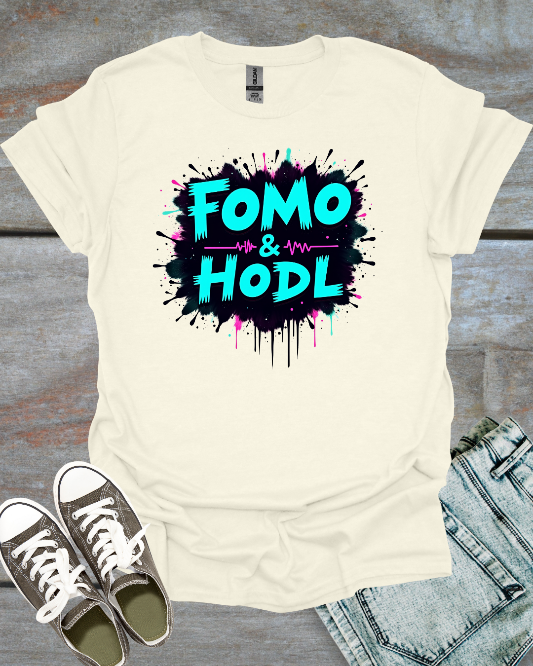 FOMO & HODL Glitch T-Shirt