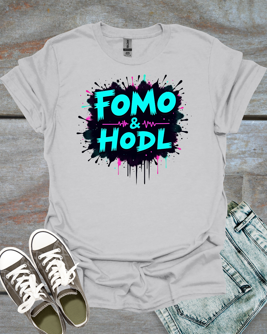 FOMO & HODL Glitch T-Shirt