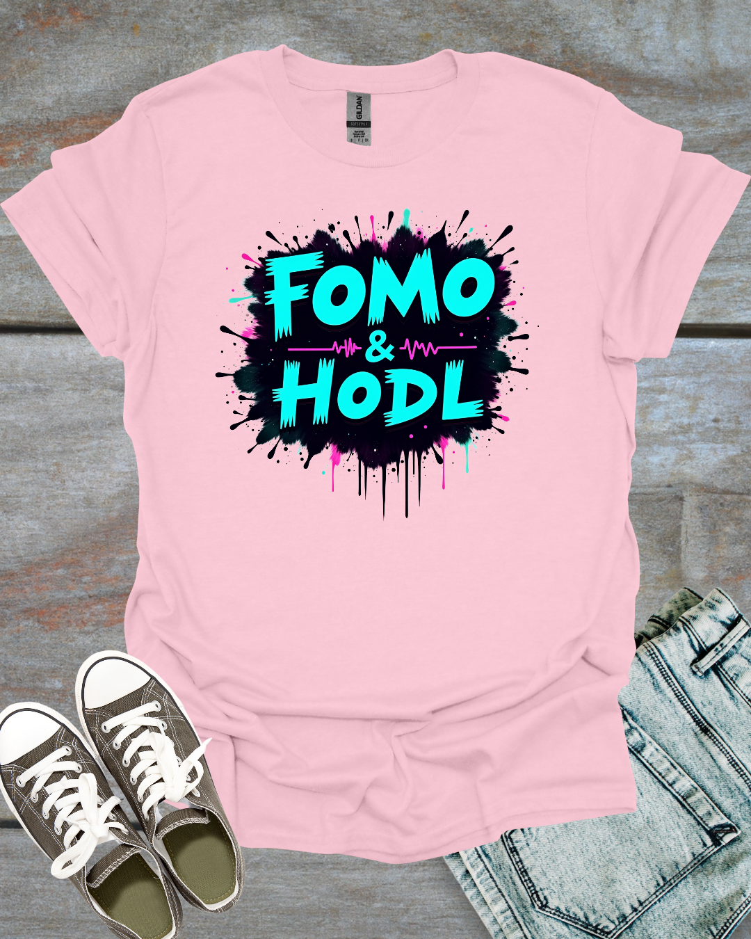 FOMO & HODL Glitch T-Shirt